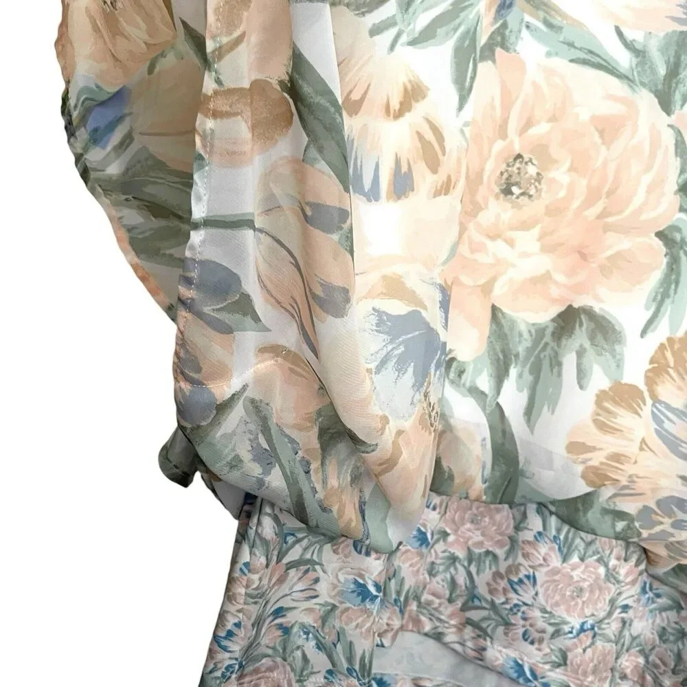 Multiples Floral Flutter Sleeve Oversized Top Boh… - image 3